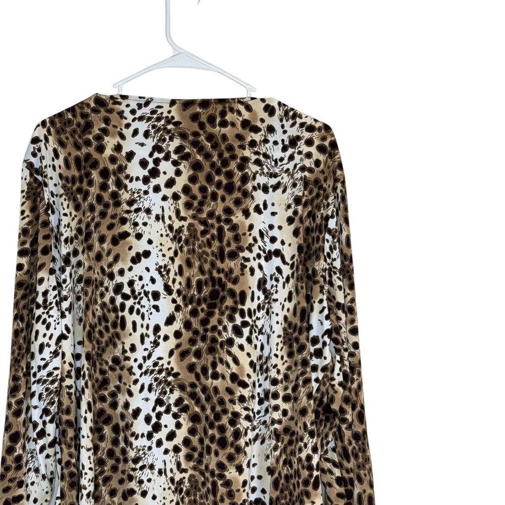 George Women Plus Leopard‎ Print Twist Neck Long Sleeve Top 26W 28W - Picture 8 of 13